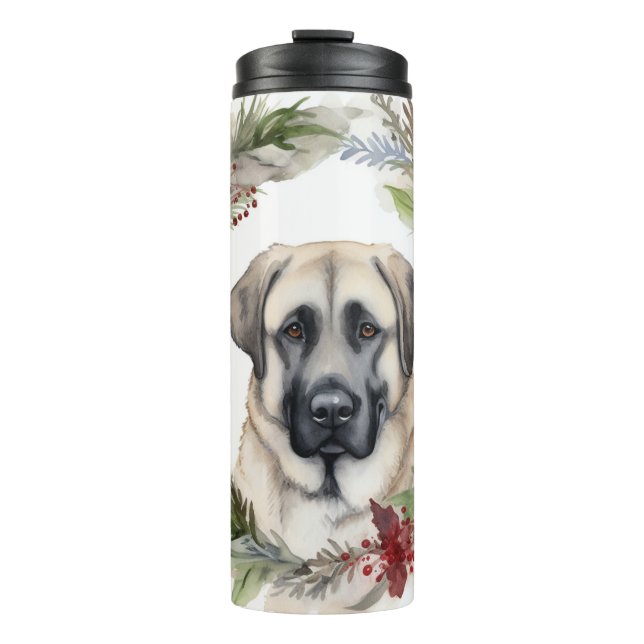 Anatolian Shepherd Christmas Wreath Festive Pup Thermal Tumbler (Front)