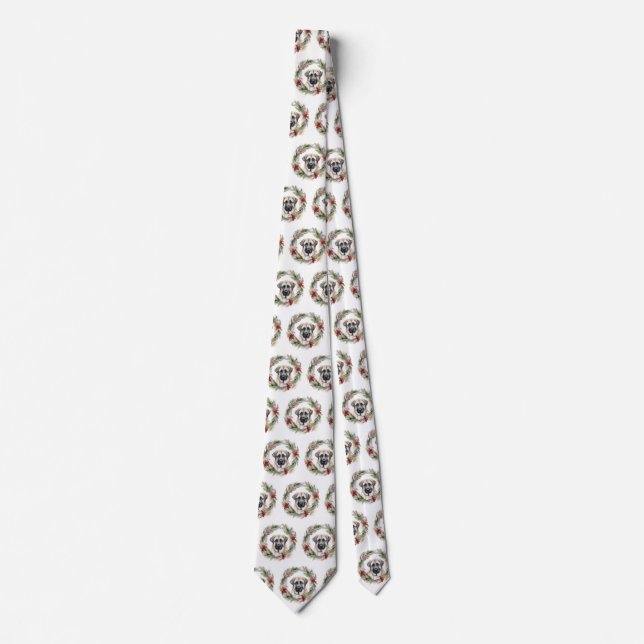 Anatolian Shepherd Christmas Wreath Festive Pup Tie (Front)