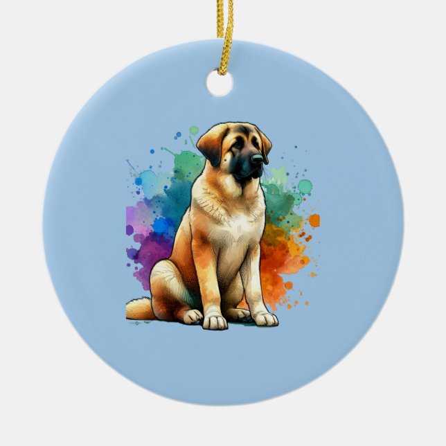 Anatolian Shepherd Dog Ceramic Tree Decoration (Front)