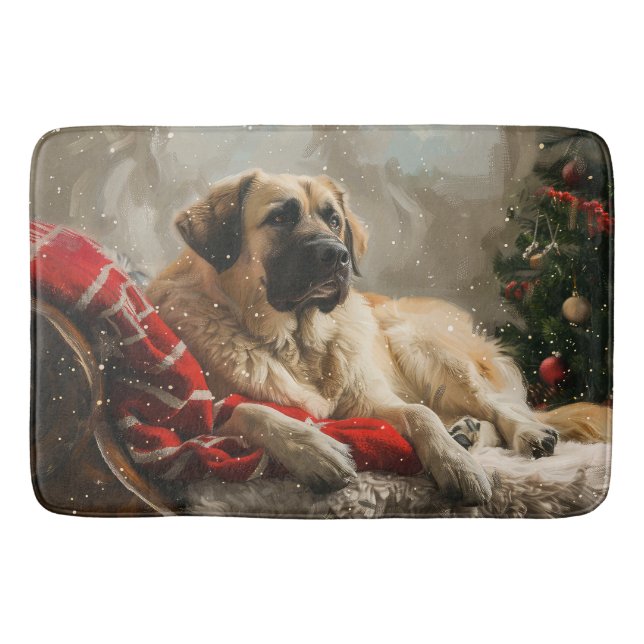 Anatolian Shepherd Dog Christmas Festive Bath Mat (Front)