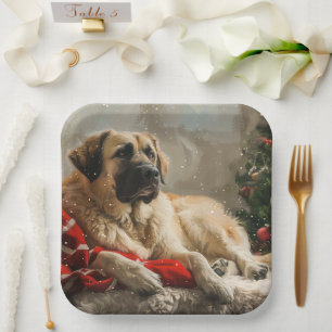 Anatolian Shepherd Dog Christmas Festive Paper Plate