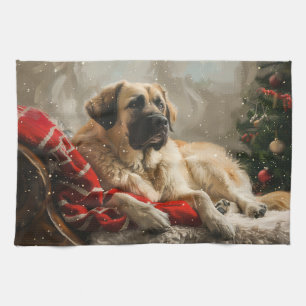 Anatolian Shepherd Dog Christmas Festive Tea Towel
