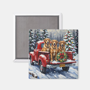 Anatolian Shepherd Dog Christmas Red Truck Holiday Magnet