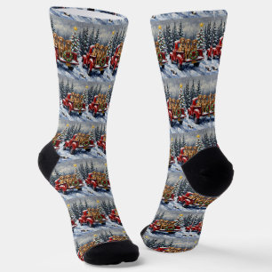 Anatolian Shepherd Dog Christmas Red Truck Holiday Socks