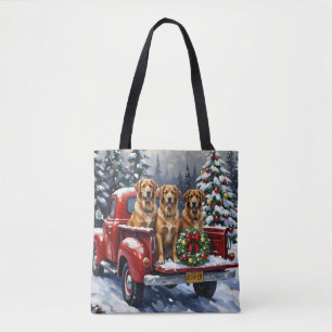 Anatolian Shepherd Dog Christmas Red Truck Holiday Tote Bag