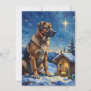 Anatolian Shepherd Dog Guarding Nativity Scene Holiday Card