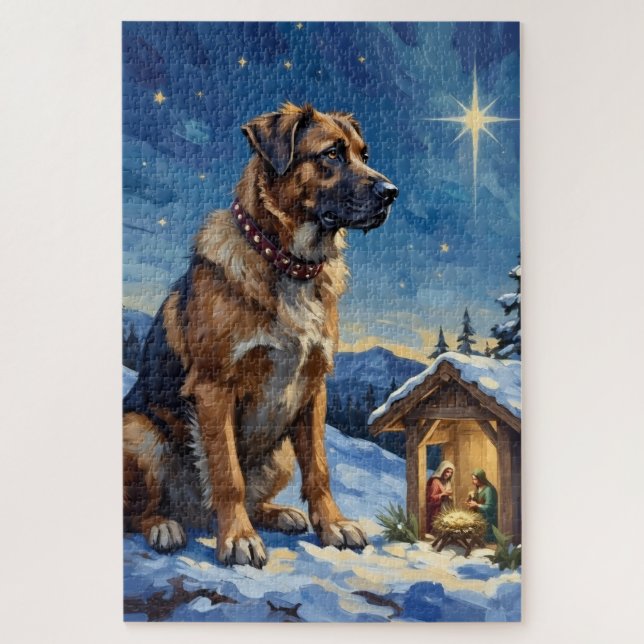 Anatolian Shepherd Dog Guarding Nativity Scene Jigsaw Puzzle (Vertical)