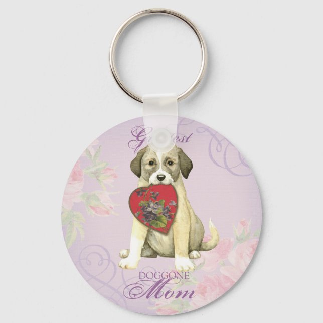 Anatolian Shepherd Dog Heart Mum Key Ring (Front)
