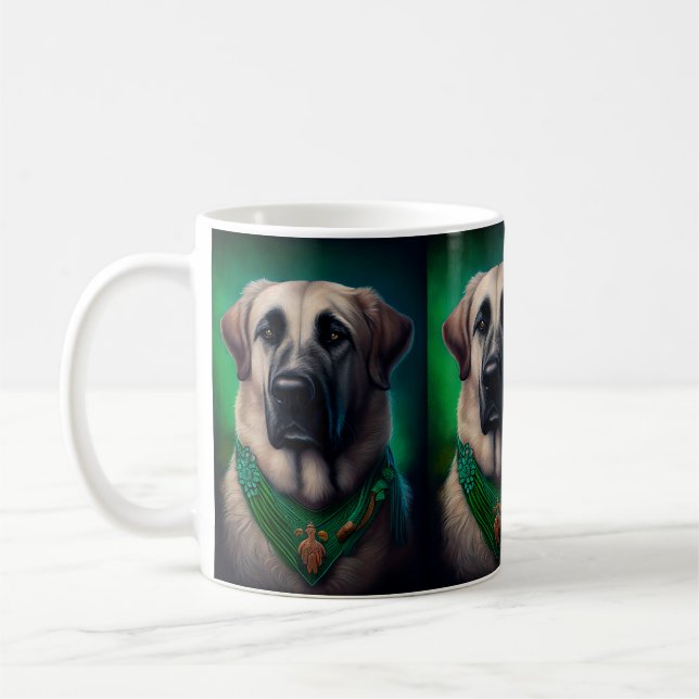 Anatolian Shepherd dog in St. Patrick's Day Dress Coffee Mug (Left)