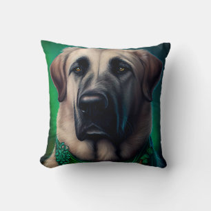 Anatolian Shepherd dog in St. Patrick's Day Dress Cushion