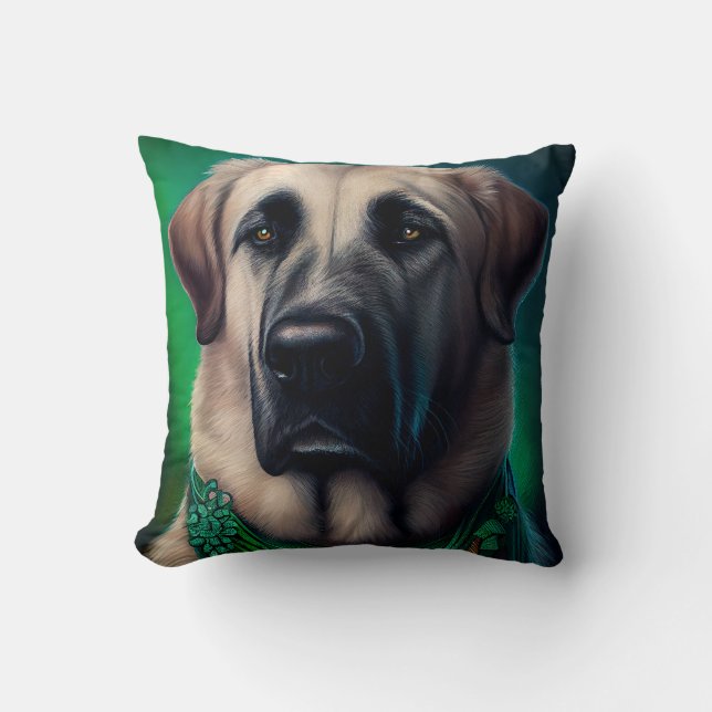 Anatolian Shepherd dog in St. Patrick's Day Dress Cushion (Front)