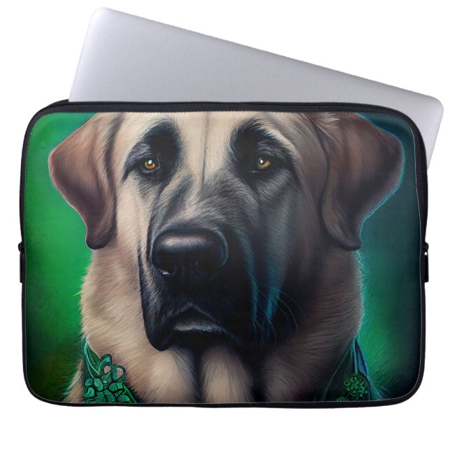 Anatolian Shepherd dog in St. Patrick's Day Dress Laptop Sleeve (Front)