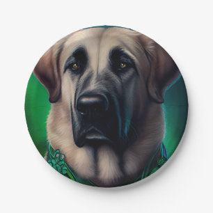 Anatolian Shepherd dog in St. Patrick's Day Dress Paper Plate