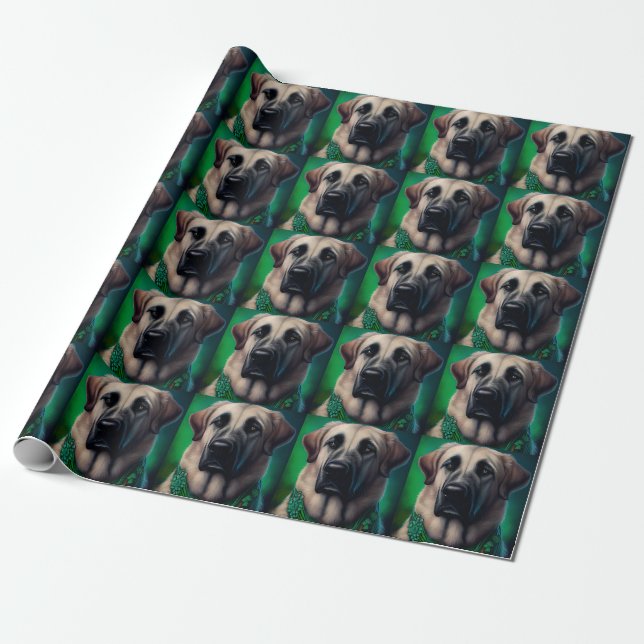 Anatolian Shepherd dog in St. Patrick's Day Dress Wrapping Paper (Unrolled)
