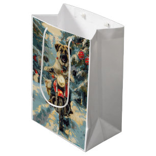 Anatolian Shepherd Dog Riding Motorcycle Christmas Medium Gift Bag