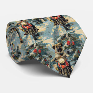 Anatolian Shepherd Dog Riding Motorcycle Christmas Tie