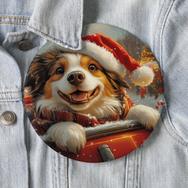 Anatolian Shepherd Dog Roller Coaster Christmas 6 Cm Round Badge (In Situ)