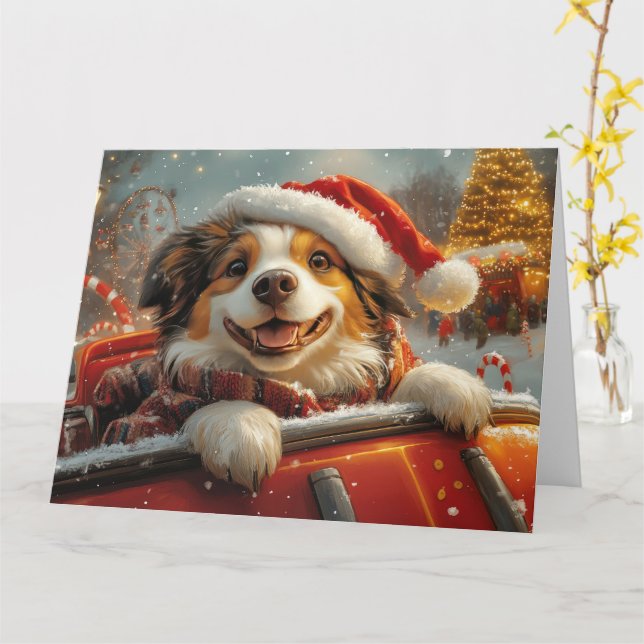 Anatolian Shepherd Dog Roller Coaster Christmas Card (Yellow Flower)