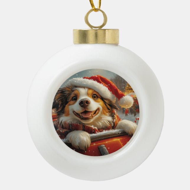 Anatolian Shepherd Dog Roller Coaster Christmas Ceramic Ball Christmas Ornament (Front)