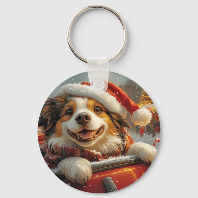 Anatolian Shepherd Dog Roller Coaster Christmas Key Ring (Front)