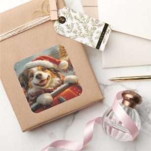 Anatolian Shepherd Dog Roller Coaster Christmas Square Sticker