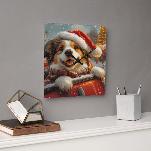 Anatolian Shepherd Dog Roller Coaster Christmas Square Wall Clock (Office)