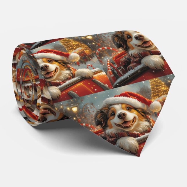 Anatolian Shepherd Dog Roller Coaster Christmas Tie (Rolled)
