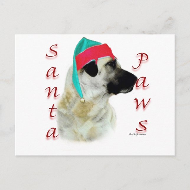 Anatolian Shepherd Dog Santa Paws Holiday Postcard (Front)