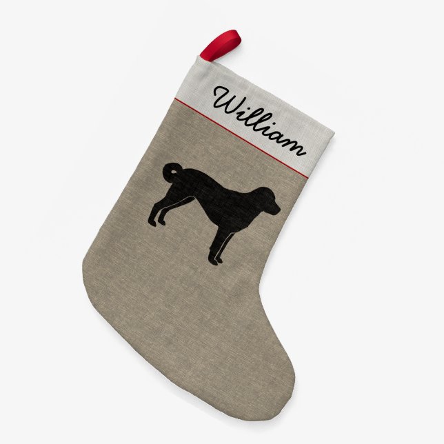 Anatolian Shepherd Dog Silhouette Personalised Small Christmas Stocking (Front (Hanging))