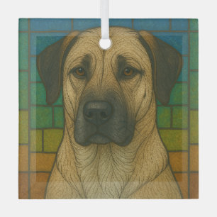 Anatolian Shepherd Dog "Stained Glass"  Glass Tree Decoration