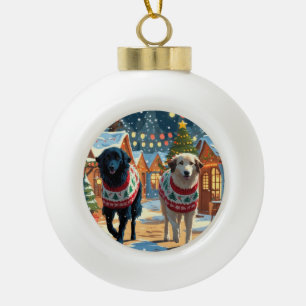 Anatolian Shepherd Dogs Christmas Snow Holiday Ceramic Ball Christmas Ornament