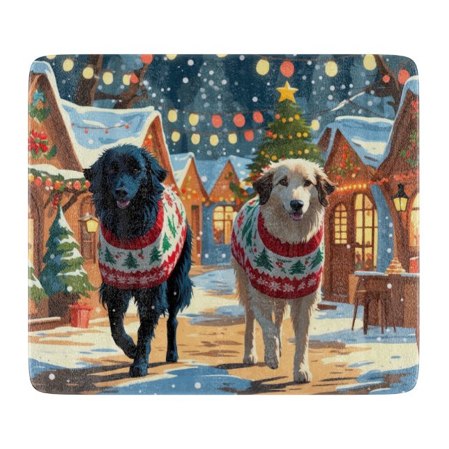 Anatolian Shepherd Dogs Christmas Snow Holiday Cutting Board (Front)