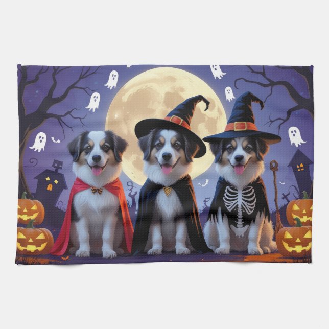 Anatolian Shepherd  Dogs Pumpkin Halloween Funny  Tea Towel (Horizontal)