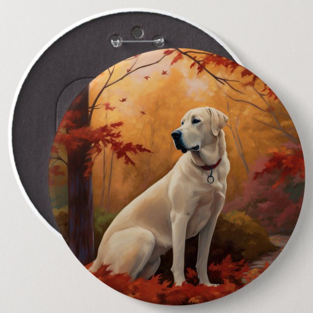 Anatolian Shepherd  in Autumn Leaves Fall Inspire 6 Cm Round Badge (Front & Back)