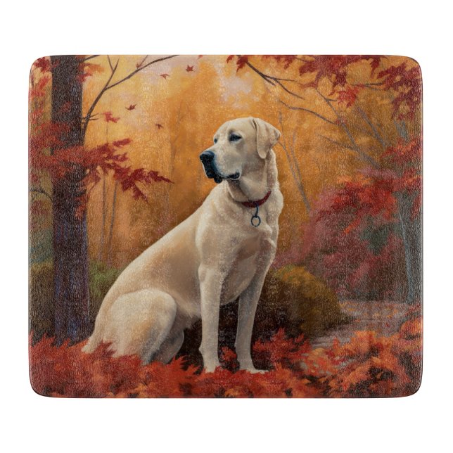 Anatolian Shepherd  in Autumn Leaves Fall Inspire Cutting Board (Front)