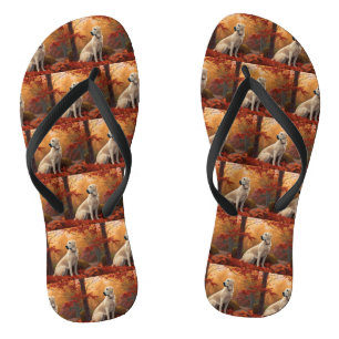 Anatolian Shepherd  in Autumn Leaves Fall Inspire Flip Flops