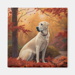 Anatolian Shepherd in Autumn Leaves Fall Inspire Magnet