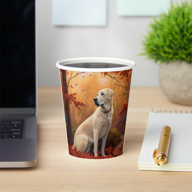 Anatolian Shepherd  in Autumn Leaves Fall Inspire Paper Cups (Insitu)