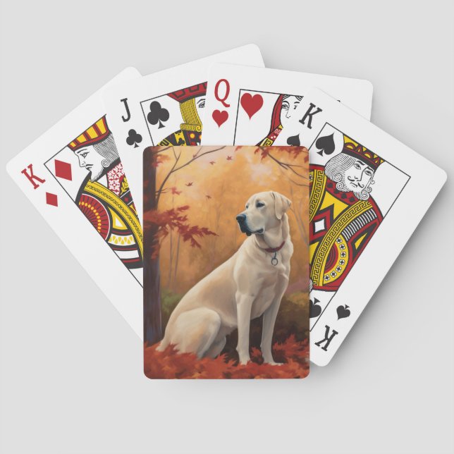 Anatolian Shepherd  in Autumn Leaves Fall Inspire Playing Cards (Back)