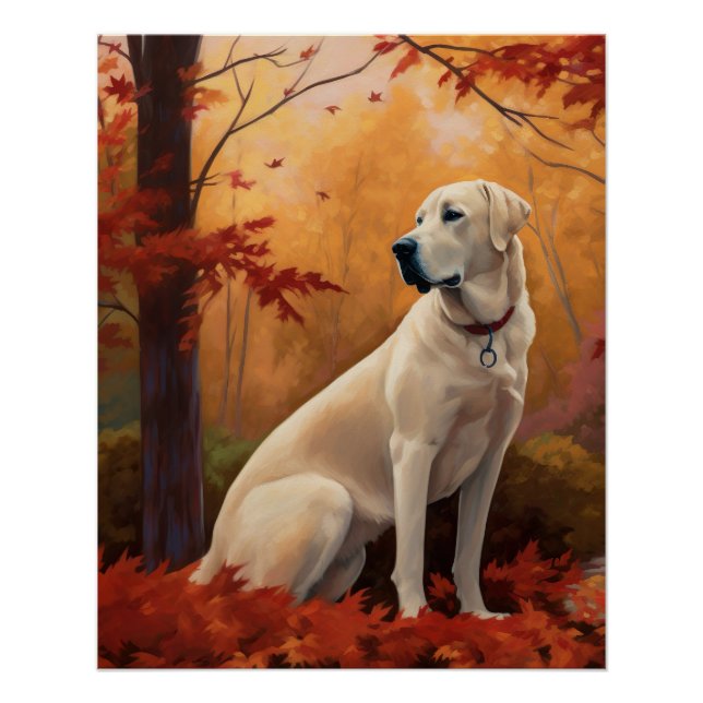 Anatolian Shepherd  in Autumn Leaves Fall Inspire Poster (Front)