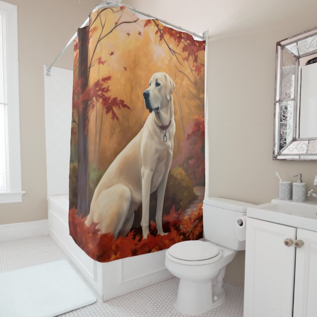 Anatolian Shepherd  in Autumn Leaves Fall Inspire Shower Curtain (In Situ)