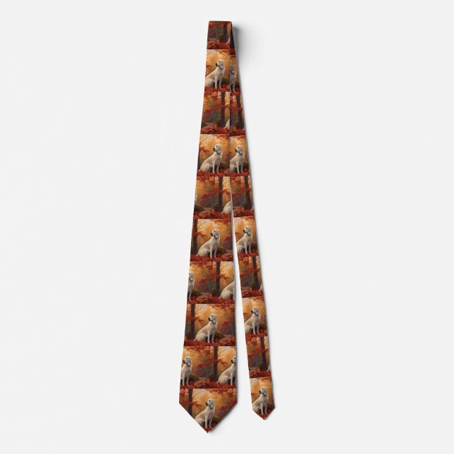 Anatolian Shepherd  in Autumn Leaves Fall Inspire Tie (Front)