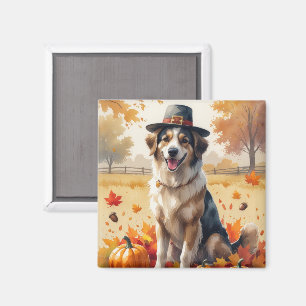 Anatolian Shepherd in Autumn Leaves Thanksgiving Magnet
