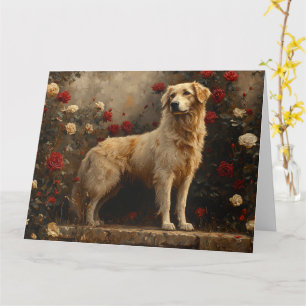 Anatolian Shepherd in Rose Garden - Serene Romance Card