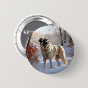 Anatolian Shepherd Let It Snow Christmas 6 Cm Round Badge