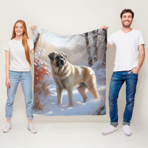 Anatolian Shepherd Let It Snow Christmas  Fleece Blanket