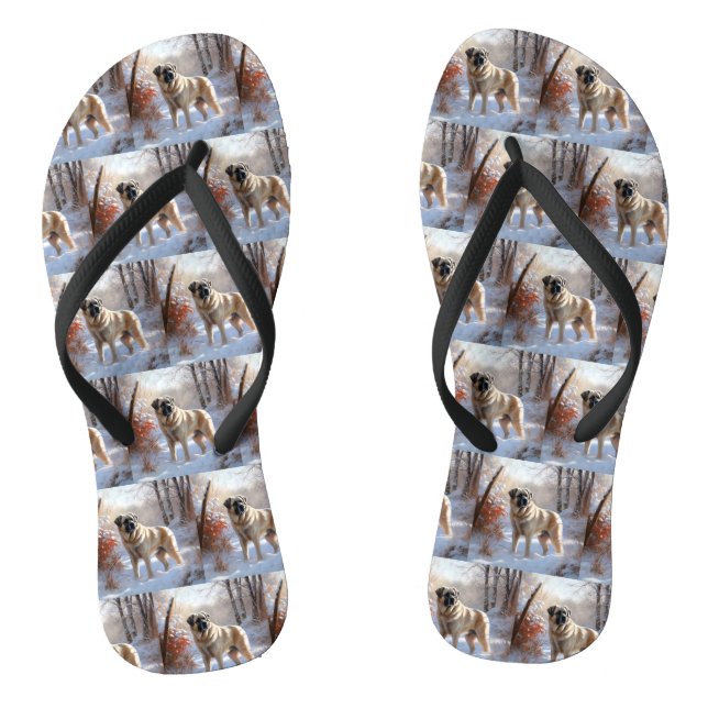 Anatolian Shepherd Let It Snow Christmas  Flip Flops (Footbed)