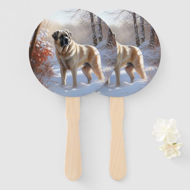 Anatolian Shepherd Let It Snow Christmas  Hand Fan (Front and Back)