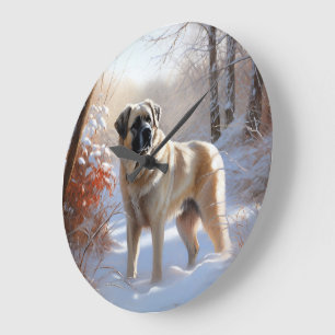 Anatolian Shepherd Let It Snow Christmas Large Clock