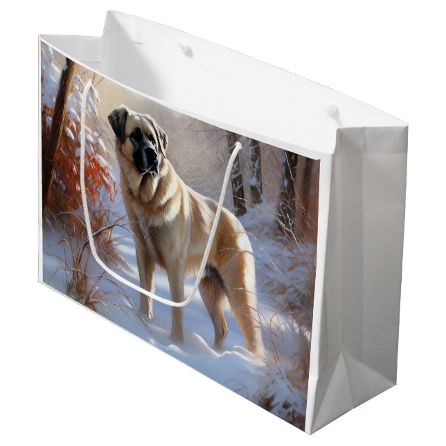 Anatolian Shepherd Let It Snow Christmas  Large Gift Bag (Front Angled)